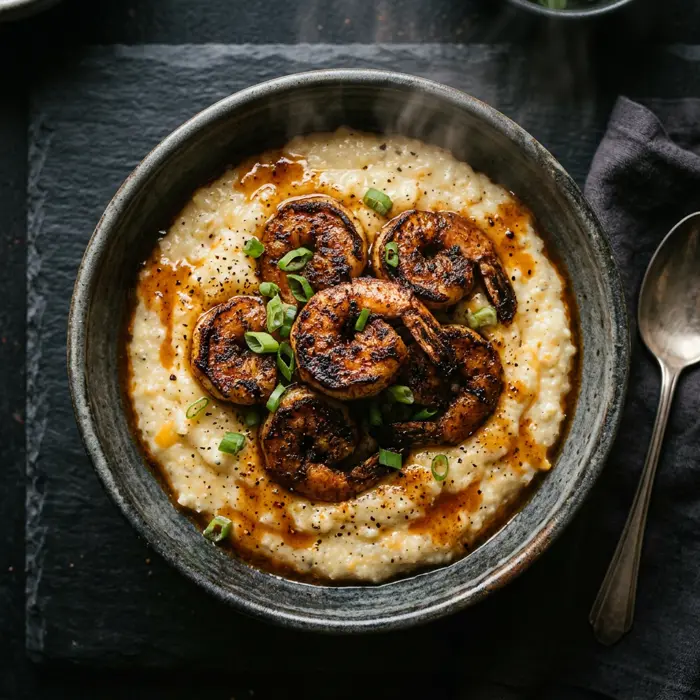 Cajun shrimp and cheese grits bowl
